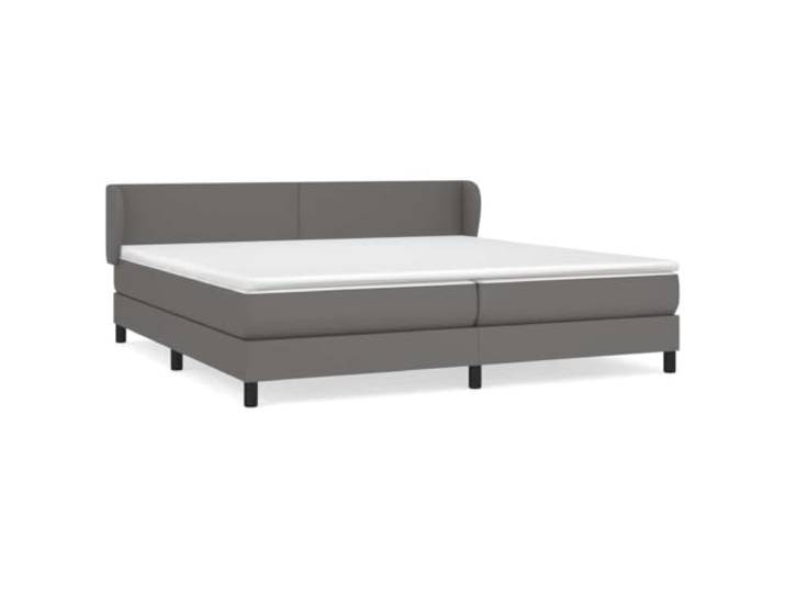 PUGYNBK Boxspringbett, 200 x 200 cm, Kunstleder Verstellbares Kopfteil, Taschenfederkernmatratze, mittlere Härte, einfache Reinigung