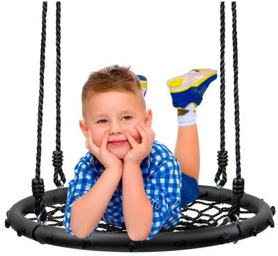 Sorbus Spinner Swing Round Web Swing – Great for Tree, Swing Set, Backyard, Playground, Playroom – Accessories Included