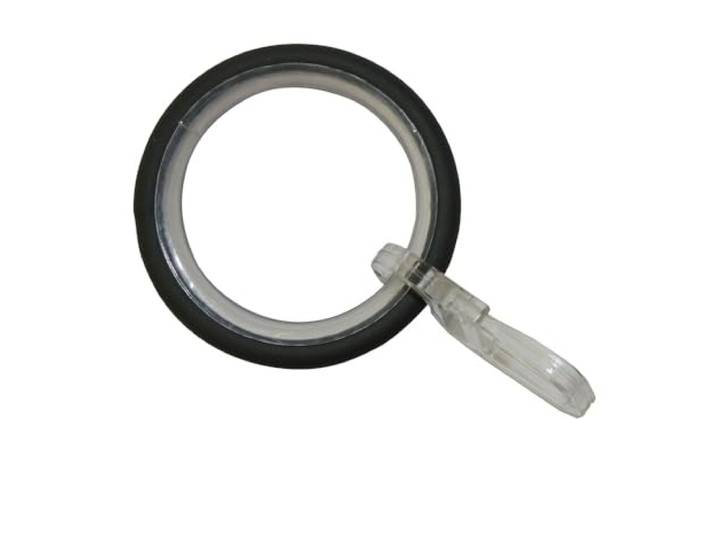 Gardinia 36150 Gardinenringe Elba, 10 Stück, Inkl. Gleiteinlage und Faltenlegehaken, Ø 29/38 mm, Breite 3,5 mm, Metall, Steingrau