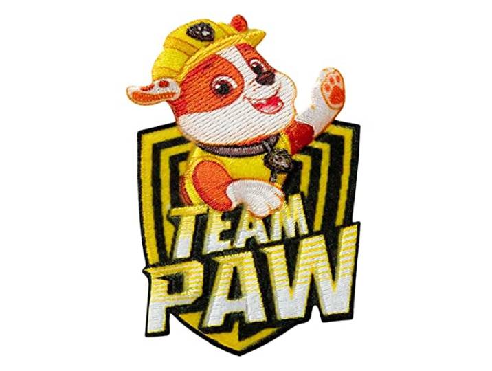 Lapjes Appliqués - Poot patrouille team paw puin - overdrukplaatjes opzetstukken Applicaties opnaaien opstrijken Lap Patches, Maat: 4,5 x 7,3 cm
