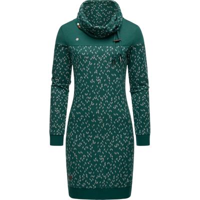 Sweatkleid RAGWEAR "Chloe Dress", Damen, Gr. M (38), Normalgrößen, Langarm, grün (tannengrün), 70% Baumwolle, 30% Polyester, tailliert ca. Mitte Oberschenkel, hoch geschlossener Ausschnitt, Ärmel ohne Ärmelschlitz Rippstrickbündchen, Kleider...