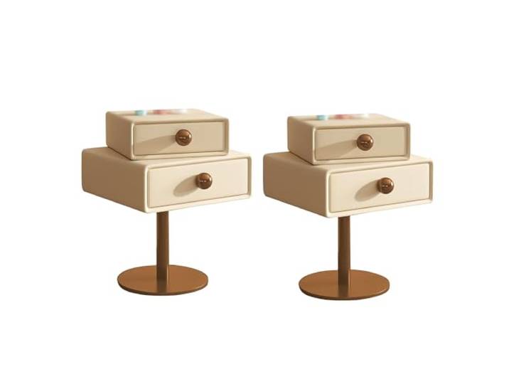 Nachttisch, Hoher Sofa-Beistelltisch, kleiner Nachttisch(Beige,40x40x60cm)