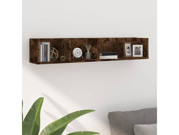 Étagère murale à CD-Étagère flottante-Étagère de rangement suspendue Chêne fumé 100x18x18 cm Bois d'ingénierie 436093