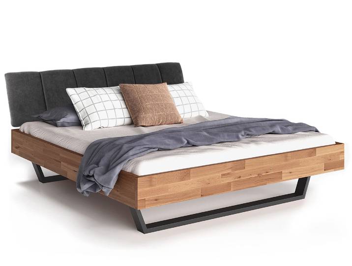 LÖWEN Kufenbett mit Polsterkopfteil, Material Massivholz, 180