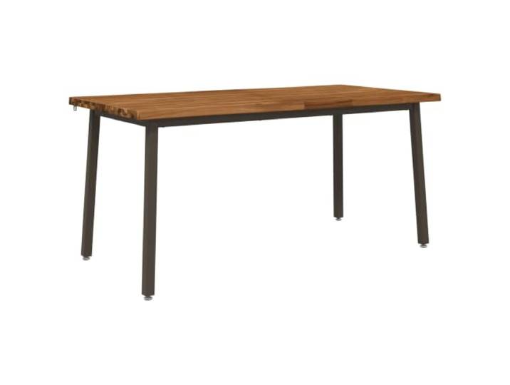 HFXHIJXQ Live Edge Esstisch 160x90cm Massivholz Akazie Braun Vielseitiger Speisetisch fuer Esszimmer oder Kueche mit natuerlicher doppelter Baumkante und verzinktem Metallgestell.