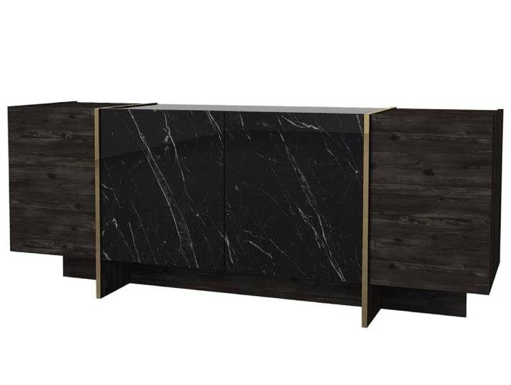 Buffet en bois noir 180 x 46 x 75 cm