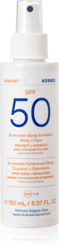 Korres Yoghurt Sunscreen lait solaire en spray visage et corps SPF 50+ 150 ml