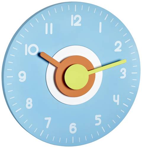 TFA Dostmann 60.3015.06 Quarz Wanduhr 23cm x 40mm Hellblau Leisegang-Uhrwerk