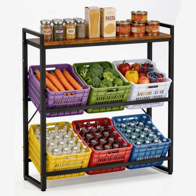 Home Nature Wohnkonzept Getränkekistenregal Bierkastenregal Getränke-Organizer 6 Kisten Lagerregal 104x32x116 cm