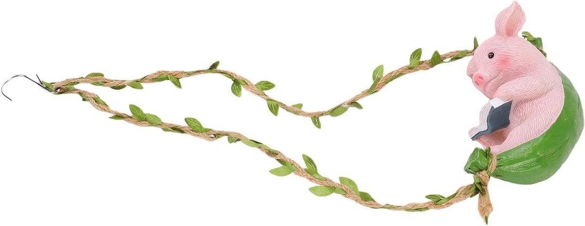 Hangend varkensbeeldje van hars voor tuin decoratie