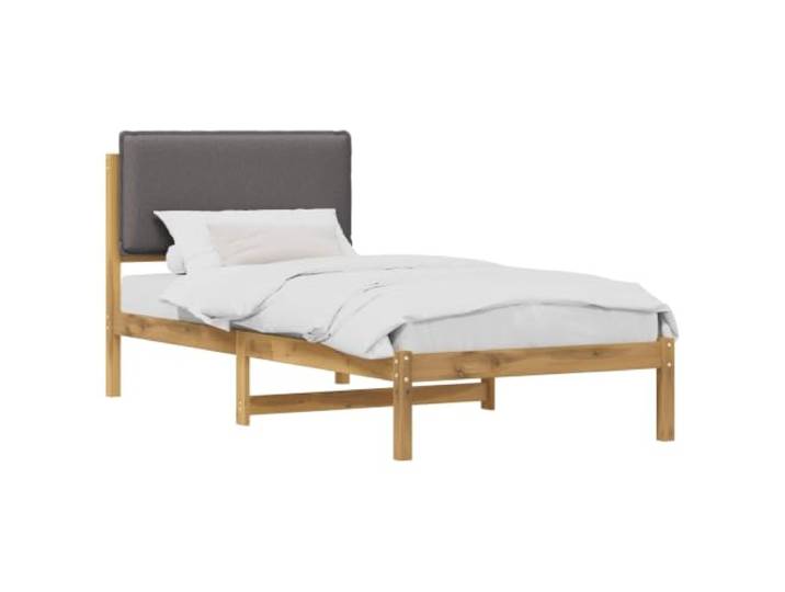 vidaXL Bettgestell mit gepolstertem Kopfteil Whitewash und Hellgrau Dieser robuste Rahmen zeichnet sich durch seine einzigartige natürliche Maserung aus