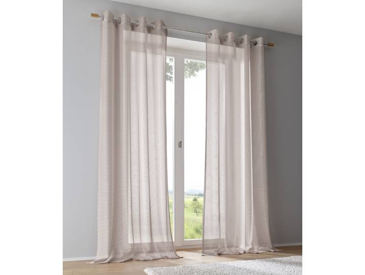 Vorhang KUTTI Vinola Gr. 2, beige (beige, creme), B:130cm H:175cm, Wirkware, Polyester, Gardinen, Vorhang, Ösengardine modern Netzstruktur Glanz