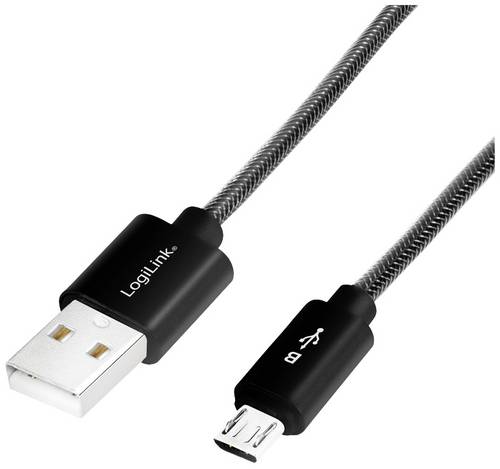 LogiLink USB-Kabel USB 2.0 USB-A Stecker, USB-Micro-B Stecker 1.00 m Schwarz