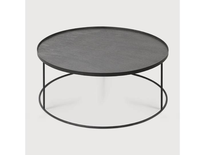 Ethnicraft Ronde Salontafel Tray Gelakt Hout, 93cm - Zwart