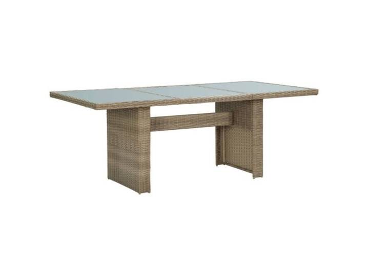 Table à dîner - ESTINK - AB310142 - 200x100x74 cm - Verre et résine tressée - Marron et transparent