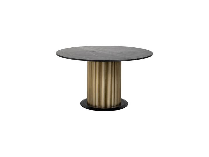 Runder Design Esstisch „Ironville“ mit schwarzer Marmorplatte Ø 140 cm Gold Richmond Interiors