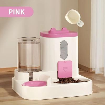 Uplifted Goods Automatic Cat Food And Water Dispenser Combo pink