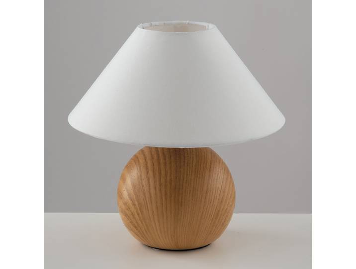 Tischleuchte Pino Ø 23cm Braun/Weiß Baumwollstoff E14