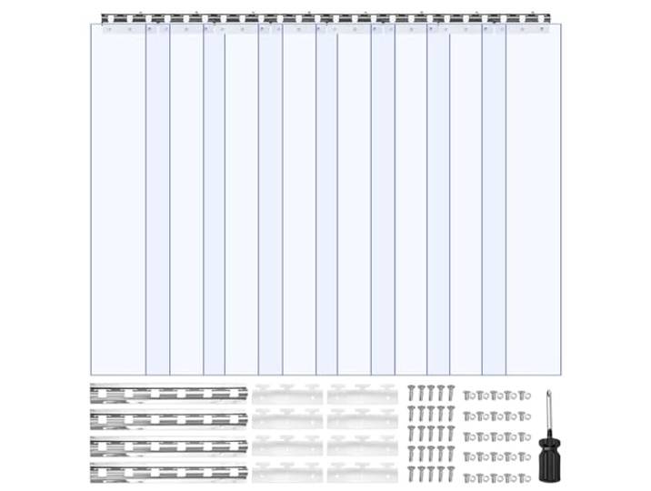 VEVOR Rideau à Lanière PVC\, 122x244 cm\, Rideau Lamelles Transparent\, 8 Bandes de Porte Plastique Épaisseur 2 mm pour Porte de Chambre Froide\, Entrepôt\, Refroidisseur de Supermarché\, Chevauchement 50%