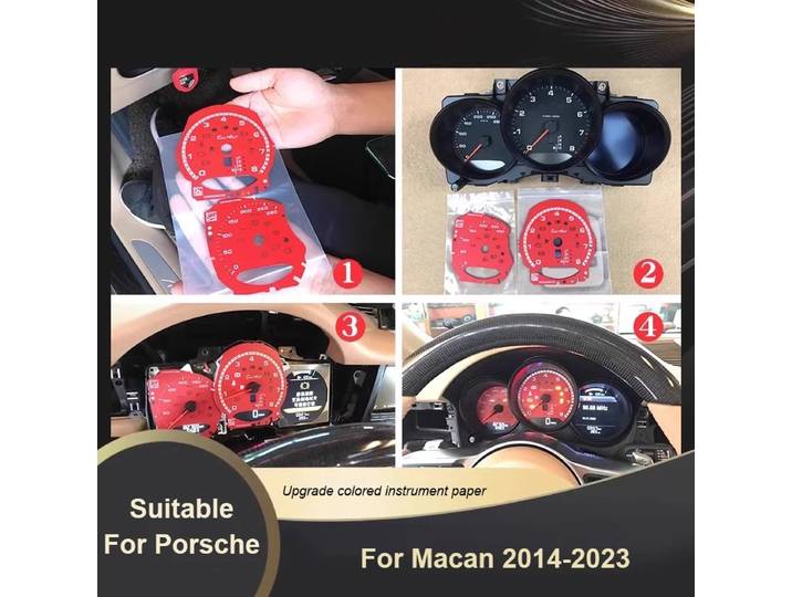Autocollant de tableau de bord de visage de jauge rouge turbo instrument papier autocollant de garniture de panneau couverture modification de commande centrale pour Porsche Macan