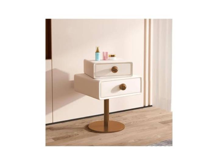 PQPQLI Schlichter Nachttisch Aus Holz Mit Schubladen Drehbarer Nachtschrank / Beistellschrank Fürs Schlafzimmer(Cream,50x40x60cm)