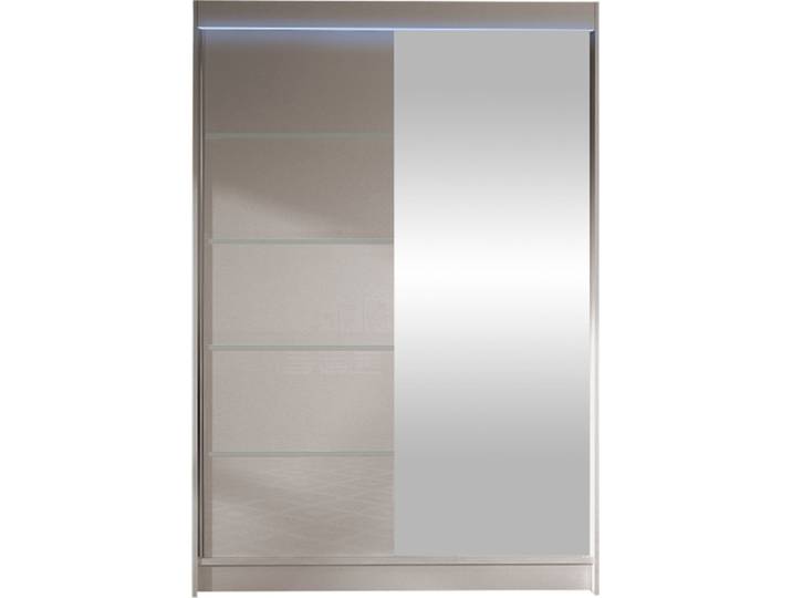 MIRJAN24 Schiebetürenschrank Lino III, mit Spiegel, Kleiderschrank vom Hersteller (Cashmere, mit RGB LED Beleuchtung)