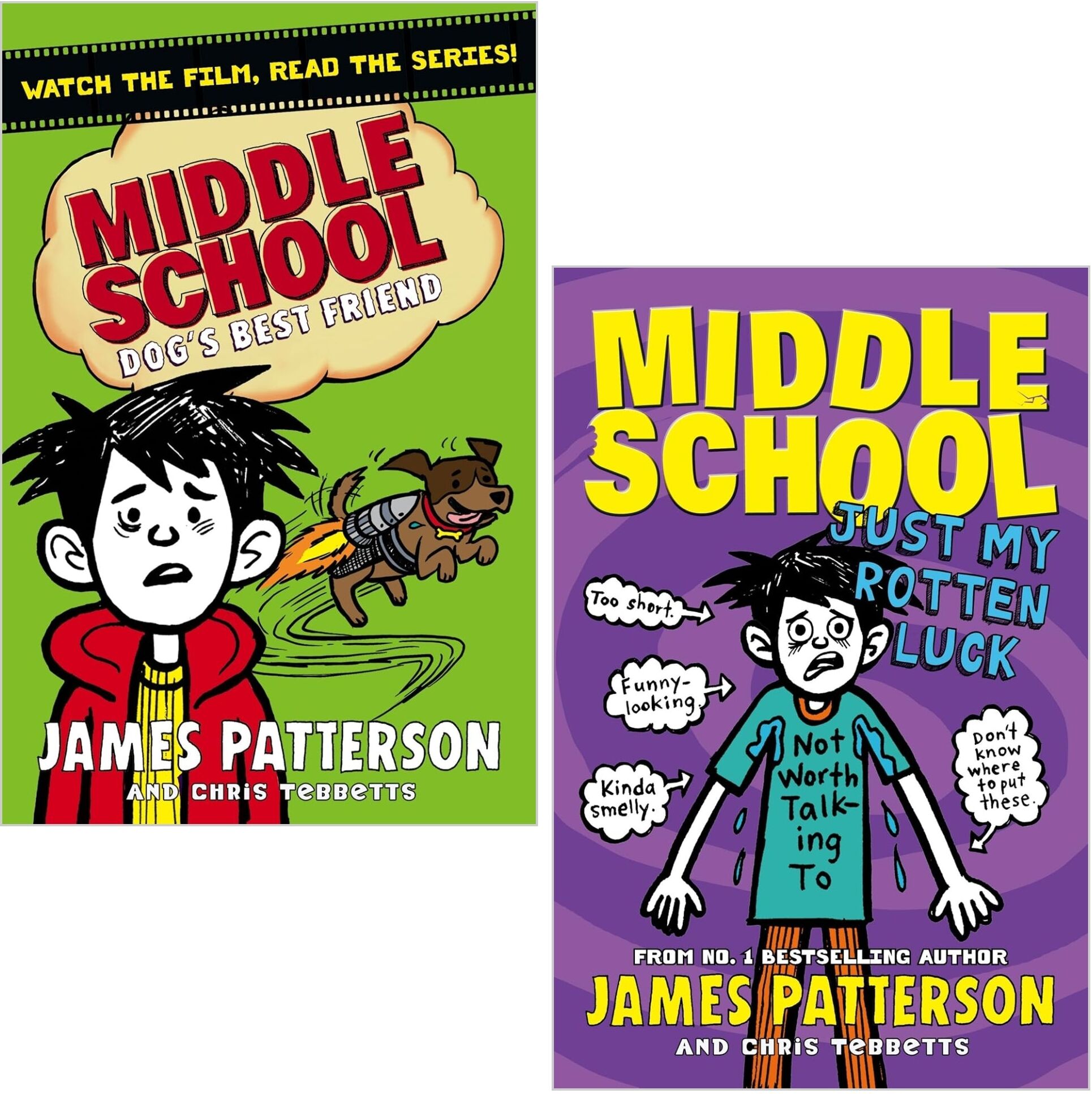 Arrow James Patterson Middle School Series 2 Books Set (Dog's Best Friend, Just My Rotten Luck)