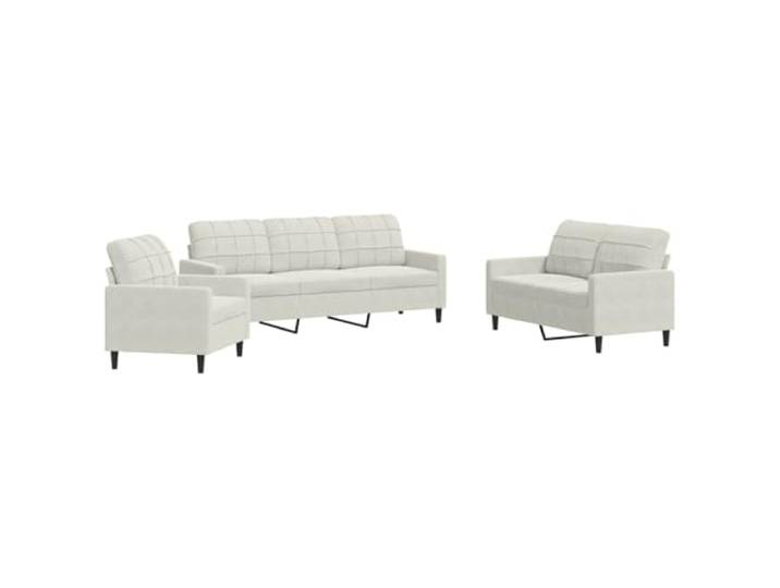 Coespram 3-TLG. Sofagarnitur Samt Polsterset Sessel 2er 3er Sofa Creme Elegante Sitzgruppe fürs Wohnzimmer mit weicher Schaumstoffpolsterung und stabilem Metallunterbau für gemeinsame Auszeiten.