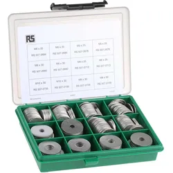 RS PRO, Muttern + Unterlegscheiben, Scheibensatz Edelstahl A2 M5 - M10 (M10, M5, M6, M8)