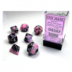 Chessex Würfel - Gemini Black-Pink/white (7-Würfelset) 292501