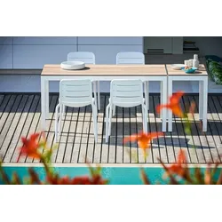 Outdoor Tisch Quadrat Teak / weiß 160x80