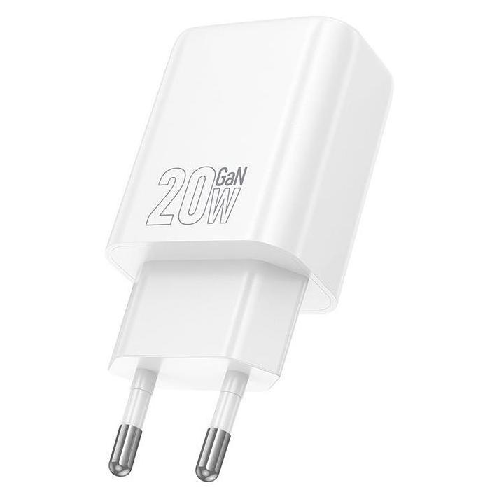 Hoco Adapter N60 Gentle single port PD20W charger(EU) White (20 W, 1 Port) (6942007644181)