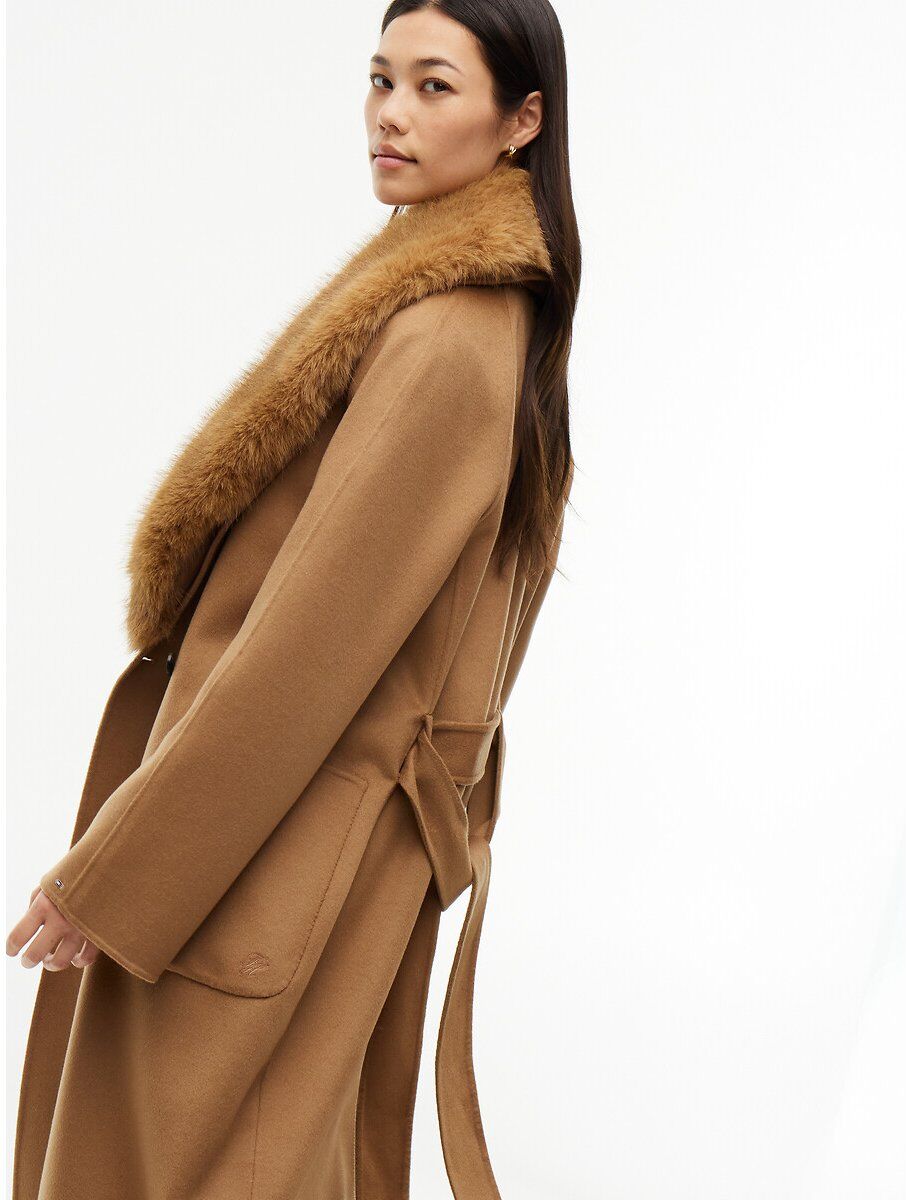 TOMMY HILFIGER Manteau long ceinturé à col duveteux amovible