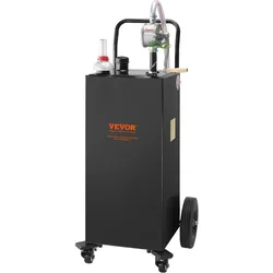 VEVOR Kraftstofftrolley 35 Gallonen Gaskraftstofftankbehälter 106 x 53 x 53 cm mit manueller Transferpumpe Benzin-Diesel-Kraftstoffbehälter für Autos Rasenmäher Geländefahrzeuge Boote Schwarz