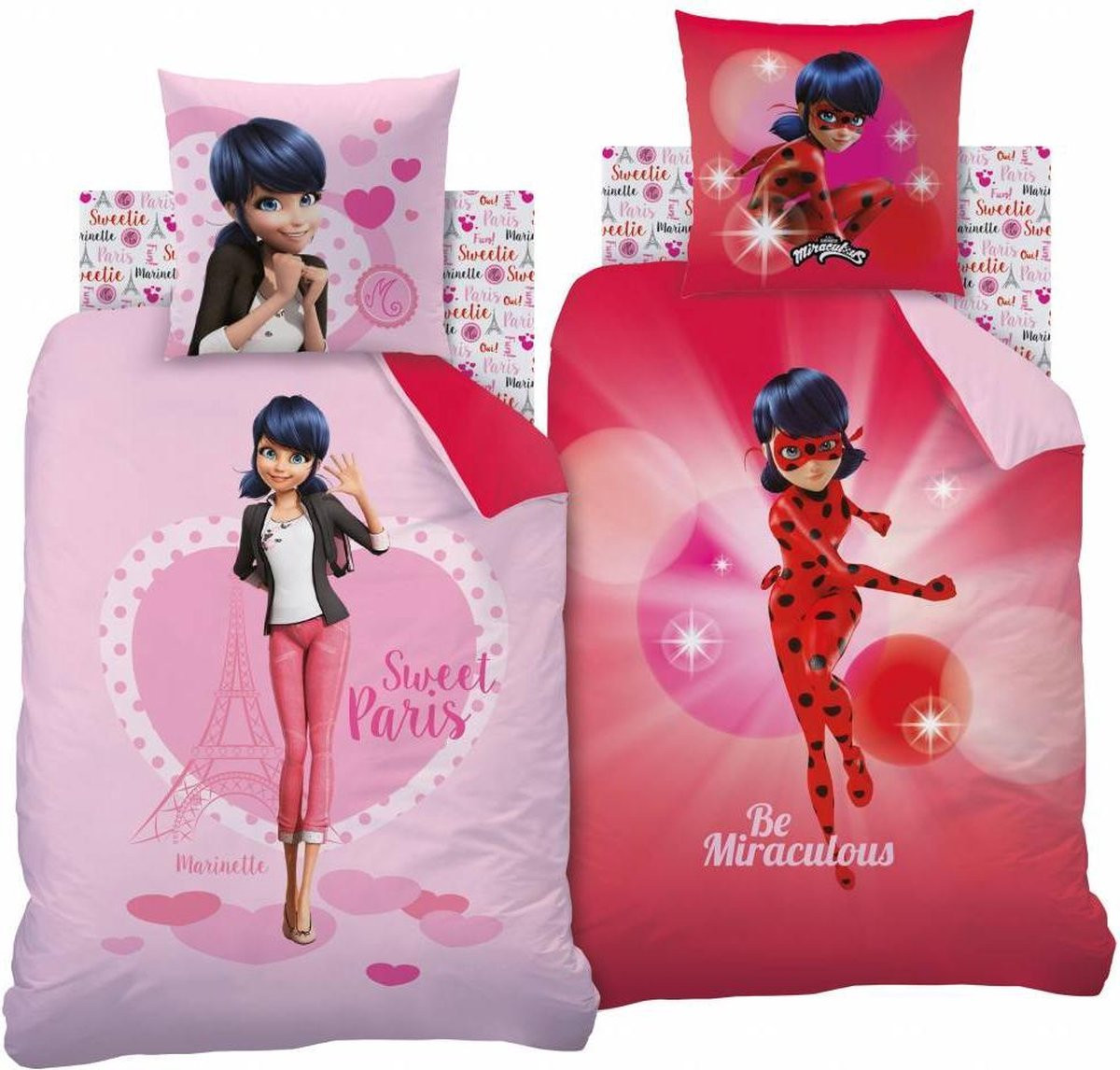 Miraculous Heroine Dekbedovertrek voor kinderen, Eenpersoons, 140 x 200 cm, Multi