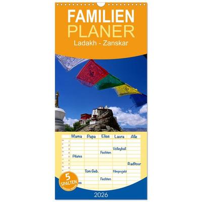 Familienplaner 2026 - Ladakh - Zanskar mit 5 Spalten (Wandkalender, 21 x 45 cm) CALVENDO
