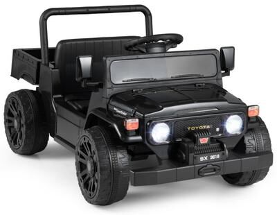 Costway 12V Electric Ride On Truck with Dump Bed and Music Licensed Toyota-Black