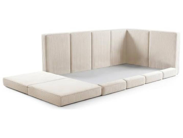 Velinda Modularer Spielbett für Kinder, Schaumstoffbett zum Schlafen & Spielen (Bezug: cremefarben (Cord))