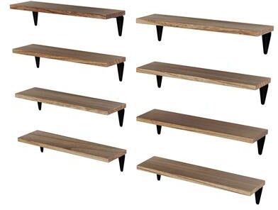 "Wallniture Arras 17"" Floating Shelves for Living Room Décor, Burnt Finish (Set of 8)"