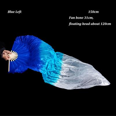 Dance Accessories, Multicolors Rayon Silk Fans For Dancer Practice blue Left