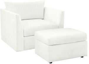 Somerset Outdoor Lounge Chair & Otto Set - Canvas White - Ballard Designs