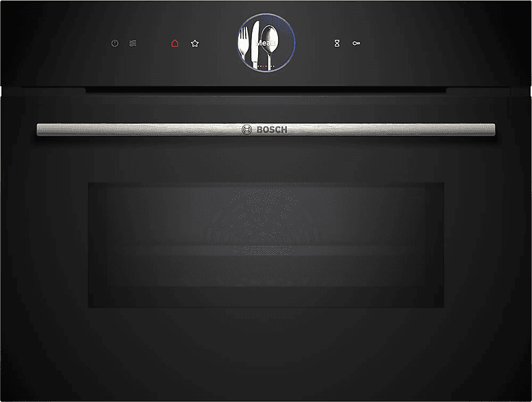 Horno compacto con microondas - Bosch CMG7761B1, Convencional, Limpieza Pirolítica y agua, 45 l, Aire caliente 4D, Home Connect , 60 cm, Negro