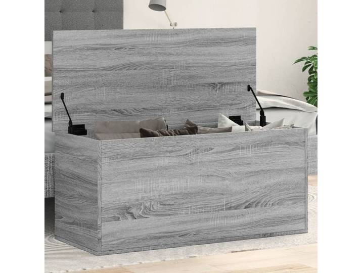 Boîte de rangement sonoma gris 100x42x46 cm bois d'ingénierie boîte à couvertures coffre de rangement boîte de 840665