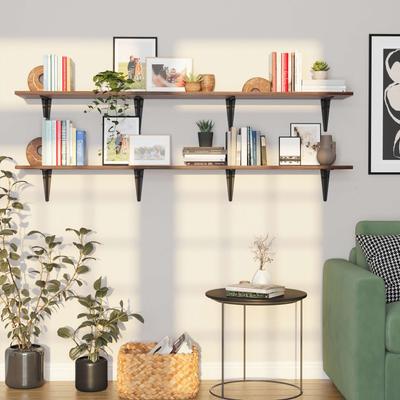 Wallniture Arras 48 or 60 inch Deep Wall Shelves, Floating Shelves for Kitchen, Living Room Shelves, Book Shelf for Office, Boho