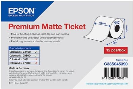 Epson S045390 papel mate premium branco 102mm