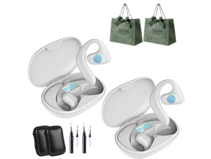 Talkbuds Translator, Qinux Talkbuds, 2025 KI Kopfhörer Übersetzer, 3-in-1 Sprachübersetzer Kopfhörer 144 Sprachen mit App, Open ear kopfhörer bluetooth, für Reisen, Business, Lernen (2-C)