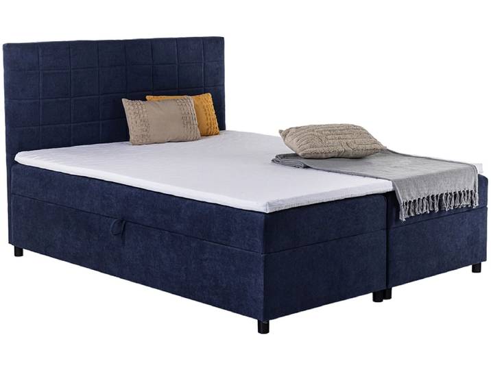 Boxspringbett OWEN dunkelblau 160x200cm halbfest