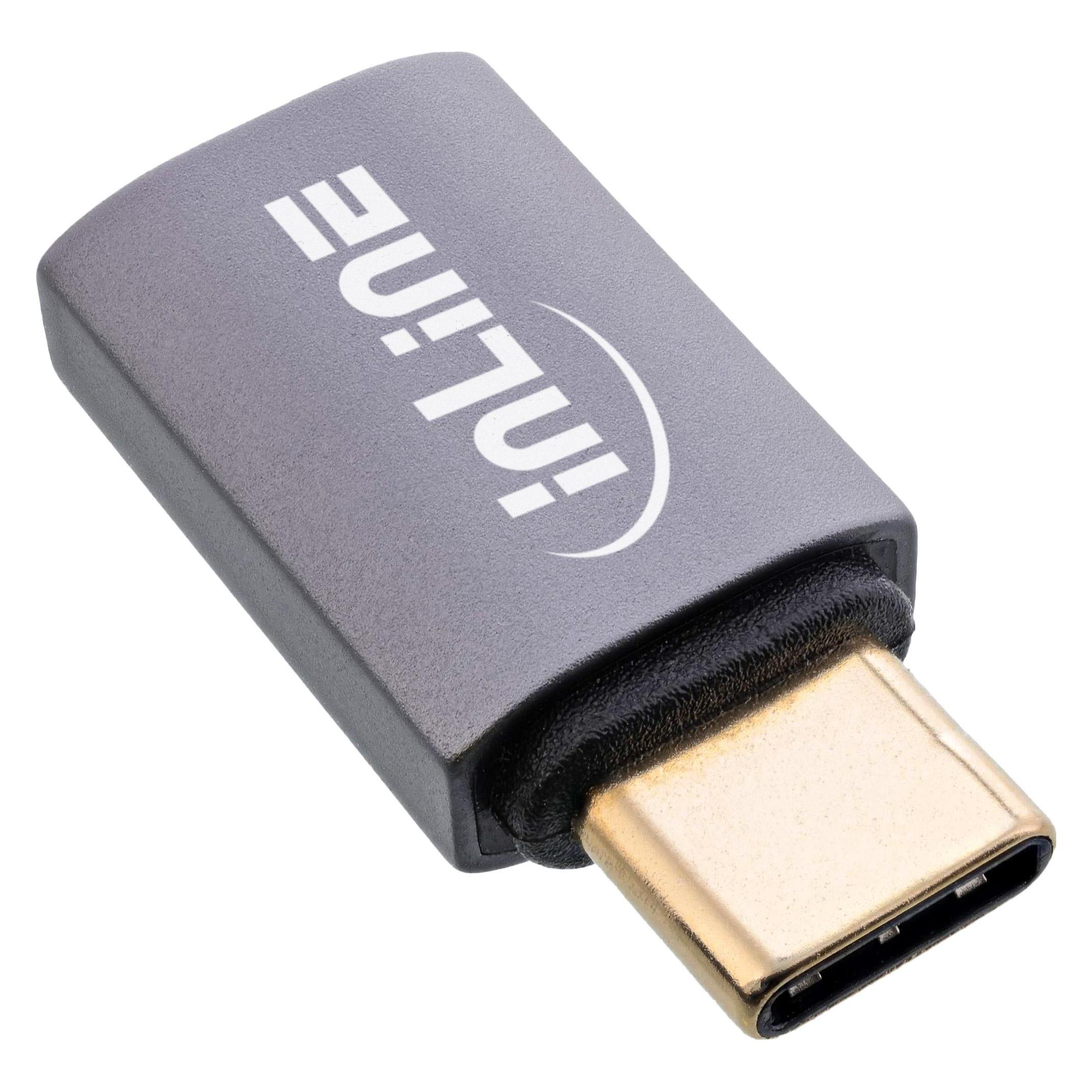 InLine USB4 Adapter, USB-C Stecker/Buchse, Aluminium, grau (35900F)