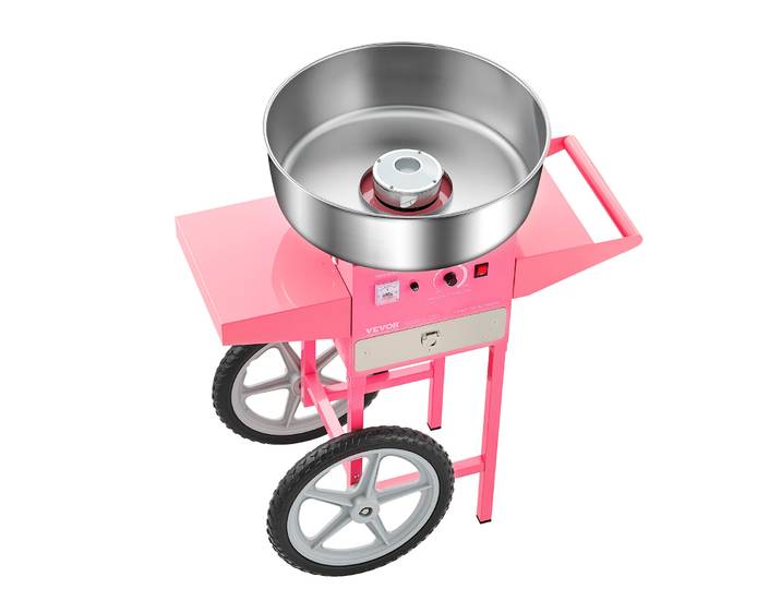 SucceBuy Machine à barbe à papa électrique avec chariot Machine à fil à sucre commerciale avec bol en acier inoxydable de 20,5 pouces cuillère à sucre