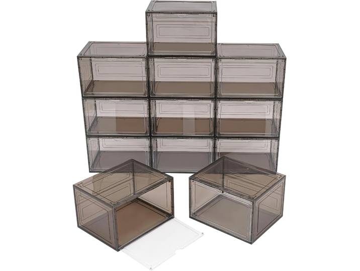 12 boîtes à chaussures, boîtes à chaussures empilables, présentoirs à chaussures, boîtes à chaussures magnétiques empilables pour armoires